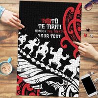 Honour The Treaty New Zealand Personalised Puzzle Toitu Te Tiriti Half Fern Haka Dance LT9 Red - Polynesian Pride