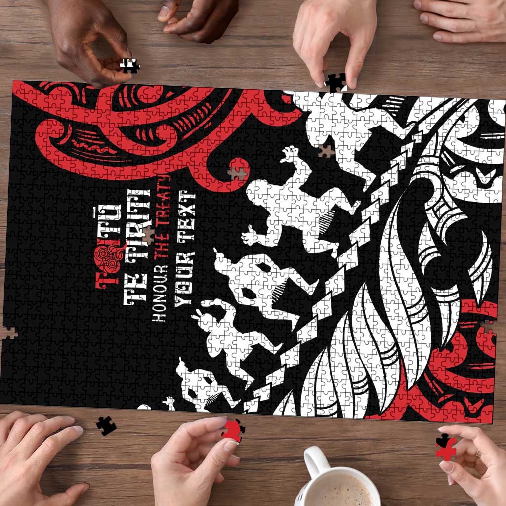 Honour The Treaty New Zealand Personalised Puzzle Toitu Te Tiriti Half Fern Haka Dance LT9 - Polynesian Pride