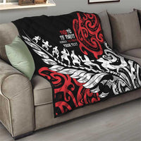 Honour The Treaty New Zealand Personalised Quilt Toitu Te Tiriti Half Fern with Haka dance LT9 - Polynesian Pride