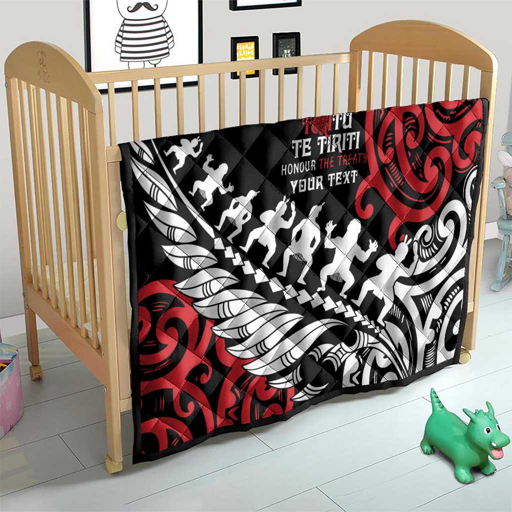 Honour The Treaty New Zealand Personalised Quilt Toitu Te Tiriti Half Fern with Haka dance LT9 - Polynesian Pride