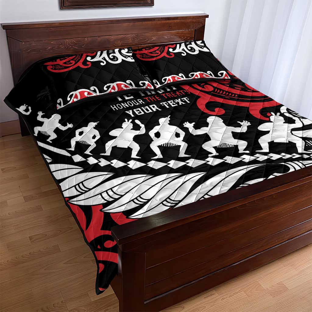 Honour The Treaty New Zealand Personalised Quilt Bed Set Toitu Te Tiriti Half Fern with Haka dance LT9 - Polynesian Pride