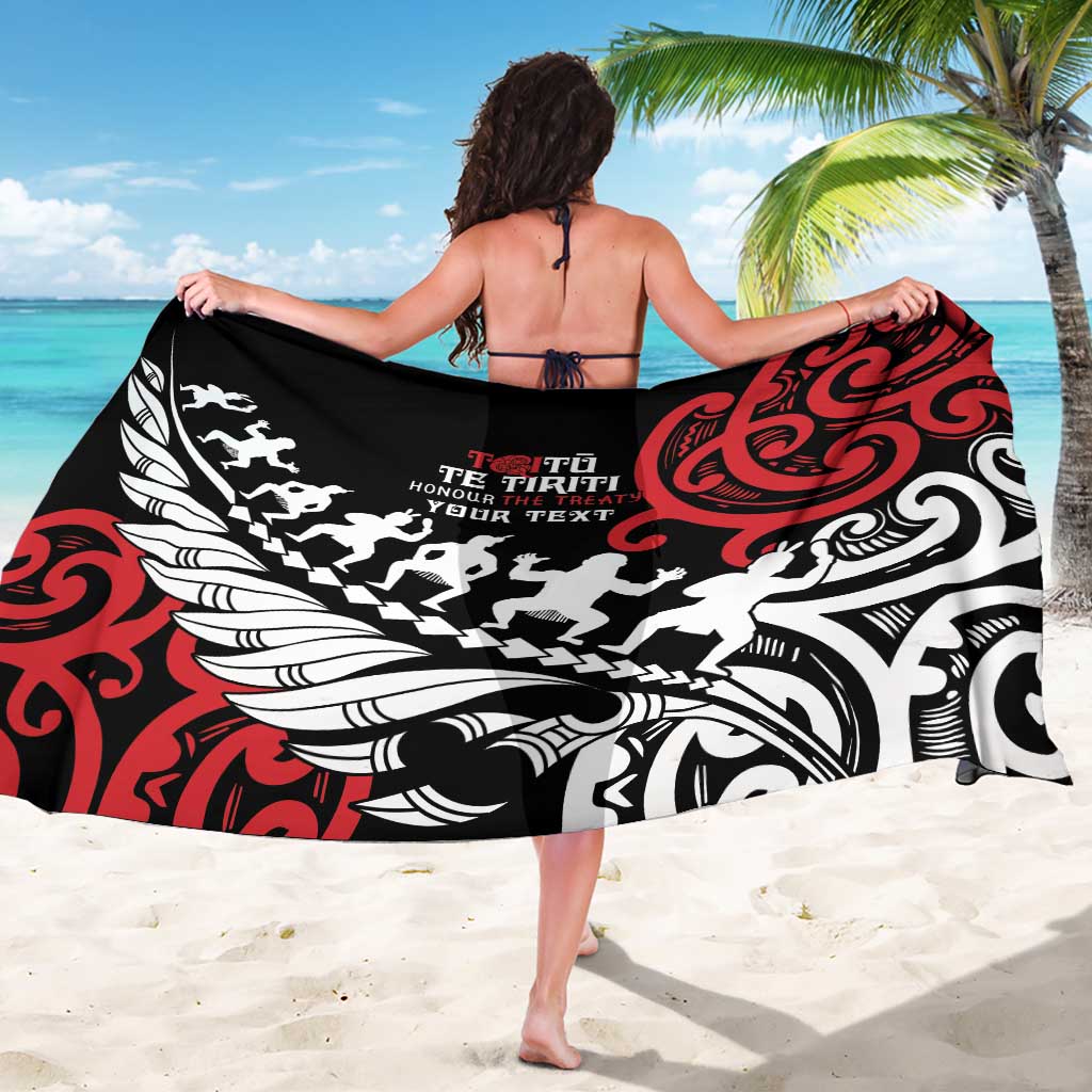 Honour The Treaty New Zealand Personalised Sarong Toitu Te Tiriti Half Fern with Haka dance LT9 - Polynesian Pride