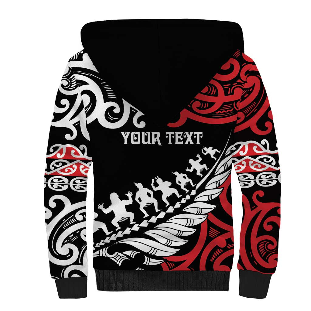 Honour The Treaty New Zealand Personalised Sherpa Hoodie Toitu Te Tiriti Half Fern with Haka dance LT9 - Polynesian Pride