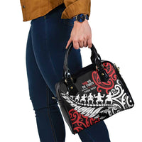 Honour The Treaty New Zealand Personalised Shoulder Handbag Toitu Te Tiriti Half Fern with Haka dance LT9 - Polynesian Pride