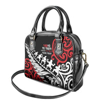 Honour The Treaty New Zealand Personalised Shoulder Handbag Toitu Te Tiriti Half Fern with Haka dance LT9 - Polynesian Pride