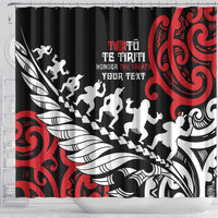 Honour The Treaty New Zealand Personalised Shower Curtain Toitu Te Tiriti Half Fern with Haka dance LT9 - Polynesian Pride