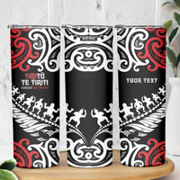 Honour The Treaty New Zealand Personalised Skinny Tumbler Toitu Te Tiriti Half Fern with Haka dance LT9 - Polynesian Pride
