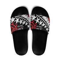 Honour The Treaty New Zealand Personalised Slide Sandals Toitu Te Tiriti Half Fern Haka Dance LT9 Red - Polynesian Pride