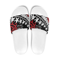 Honour The Treaty New Zealand Personalised Slide Sandals Toitu Te Tiriti Half Fern Haka Dance LT9 Red - Polynesian Pride