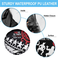 Honour The Treaty New Zealand Personalised Spare Tire Cover Toitu Te Tiriti Half Fern with Haka dance LT9 - Polynesian Pride