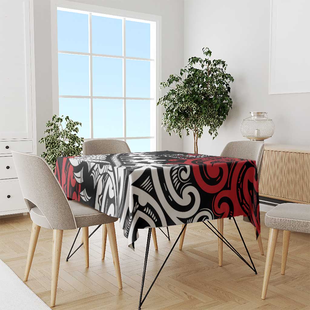 Honour The Treaty New Zealand Personalised Tablecloth Toitu Te Tiriti Half Fern with Haka dance LT9 - Polynesian Pride