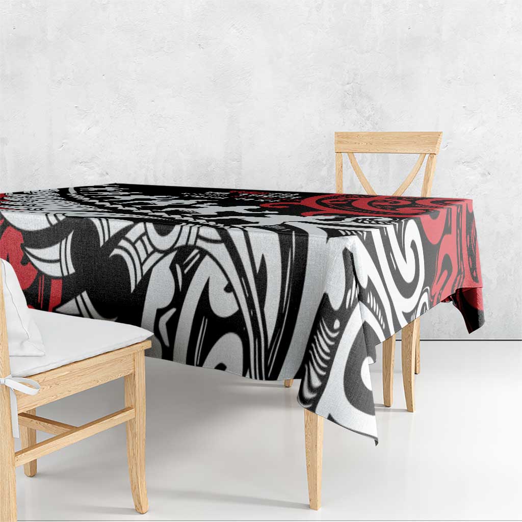 Honour The Treaty New Zealand Personalised Tablecloth Toitu Te Tiriti Half Fern with Haka dance LT9 - Polynesian Pride