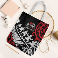 Honour The Treaty New Zealand Personalised Tote Bag Toitu Te Tiriti Half Fern Haka Dance LT9 White Strap One Size Red - Polynesian Pride