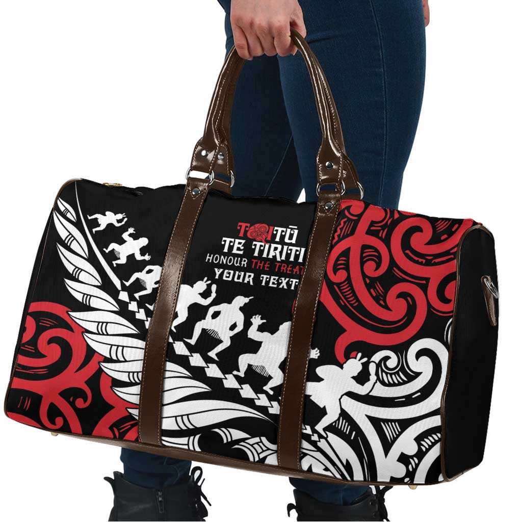 Honour The Treaty New Zealand Personalised Travel Bag Toitu Te Tiriti Half Fern Haka Dance - Polynesian Pride