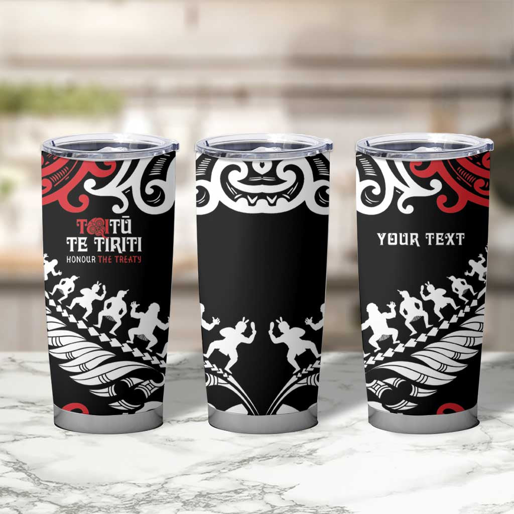 Honour The Treaty New Zealand Personalised Tumbler Cup Toitu Te Tiriti Half Fern with Haka dance LT9 - Polynesian Pride