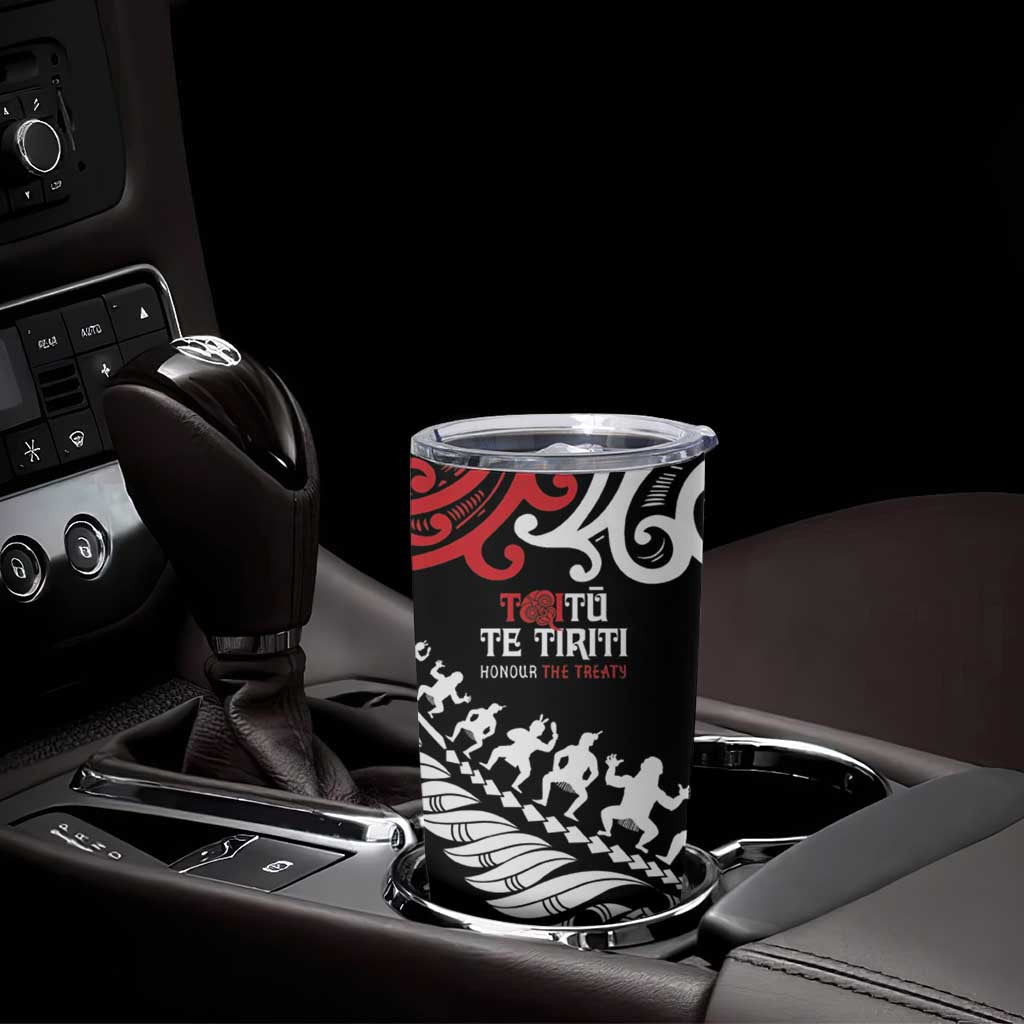 Honour The Treaty New Zealand Personalised Tumbler Cup Toitu Te Tiriti Half Fern with Haka dance LT9 - Polynesian Pride