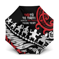 Honour The Treaty New Zealand Personalised Umbrella Toitu Te Tiriti Half Fern Haka Dance LT9 One Size Folded 11.42 inch Opened Diameter 37.4 inch Red - Polynesian Pride