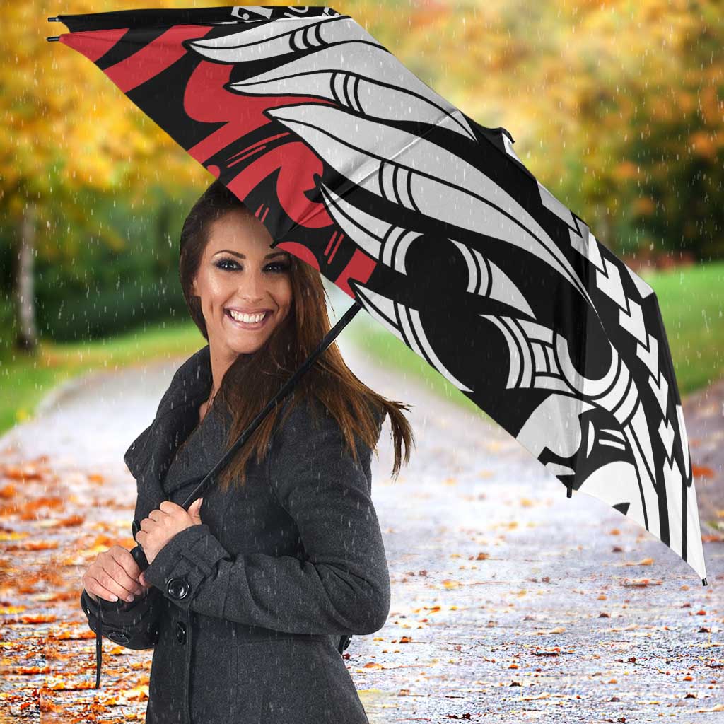 Honour The Treaty New Zealand Personalised Umbrella Toitu Te Tiriti Half Fern Haka Dance LT9 - Polynesian Pride