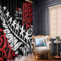 Honour The Treaty New Zealand Personalised Window Curtain Toitu Te Tiriti Half Fern with Haka dance LT9 - Polynesian Pride