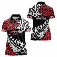 Honour The Treaty New Zealand Personalised Women Polo Shirt Toitu Te Tiriti Half Fern with Haka dance LT9 - Polynesian Pride