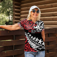 Honour The Treaty New Zealand Personalised Women Polo Shirt Toitu Te Tiriti Half Fern with Haka dance LT9 - Polynesian Pride