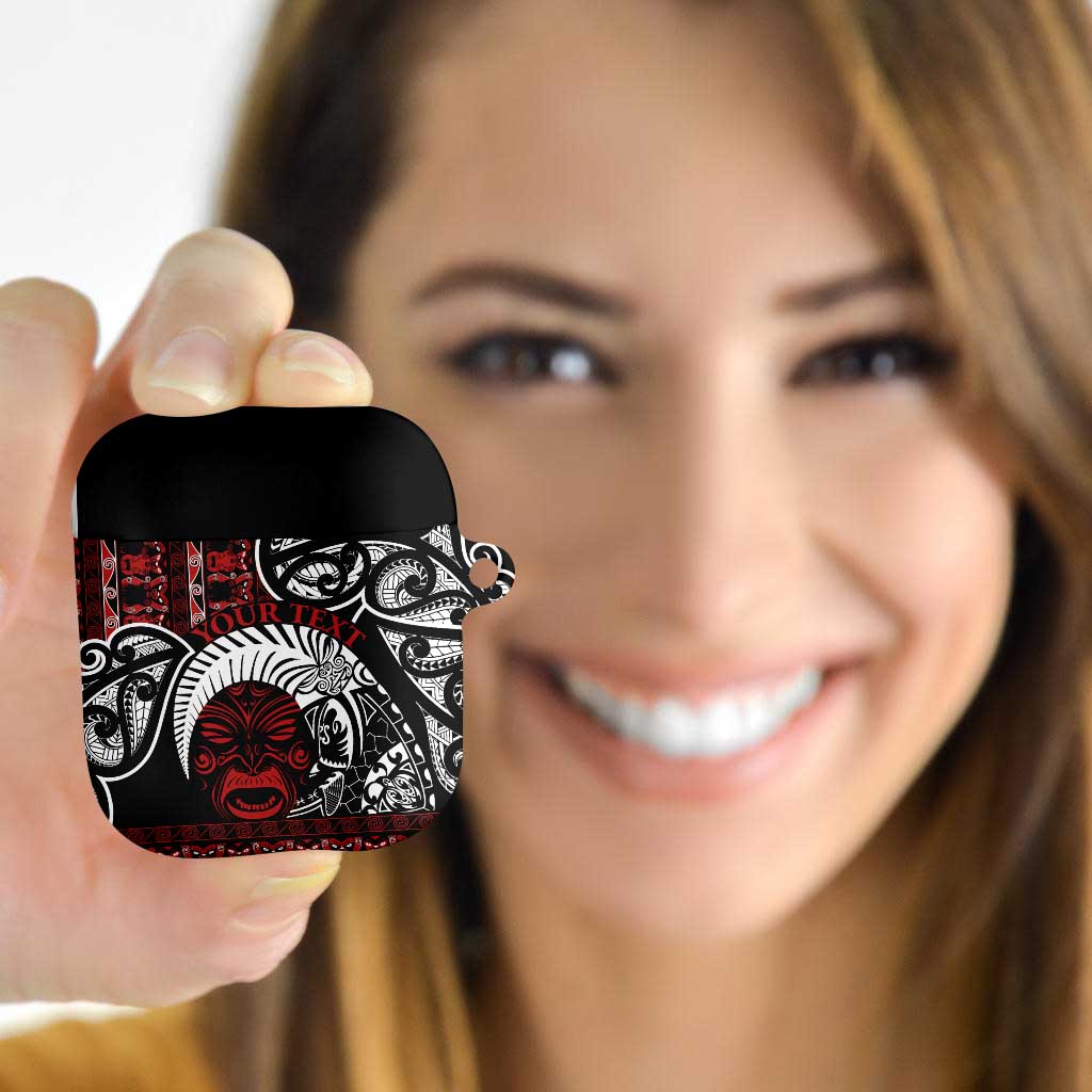 Honour The Treaty New Zealand Personalised AirPods Case Toitu Te Tiriti Indigenous Maori Face LT9 Red - Polynesian Pride