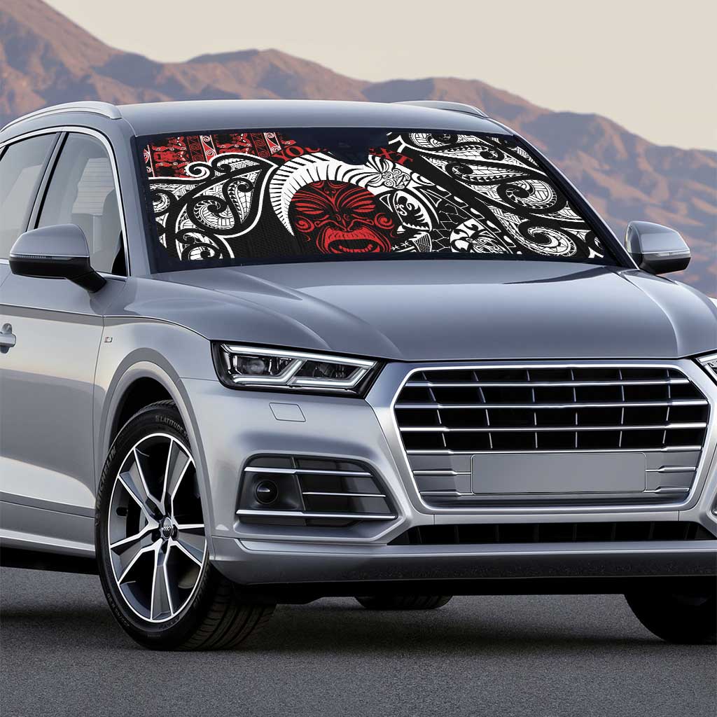 Honour The Treaty New Zealand Personalised Auto Sun Shade Toitu Te Tiriti Indigenous Maori Face LT9 - Polynesian Pride