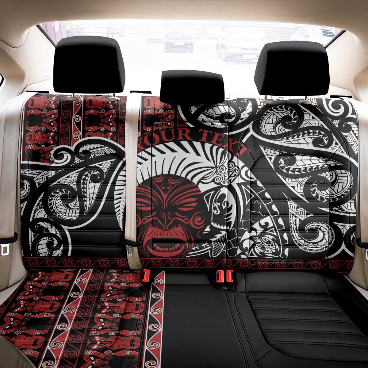 Honour The Treaty New Zealand Personalised Back Car Seat Cover Toitu Te Tiriti Indigenous Maori Face LT9 - Polynesian Pride
