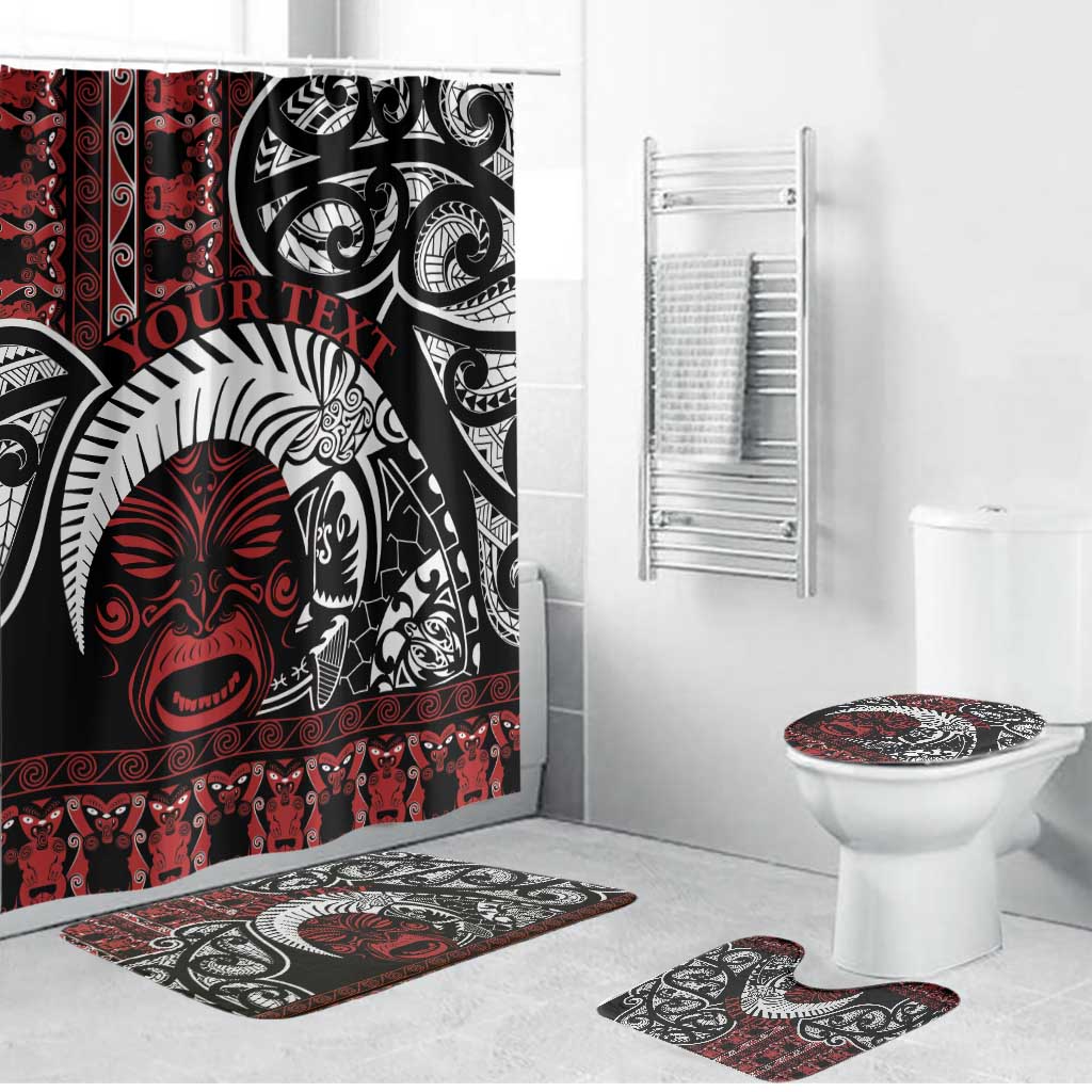 Honour The Treaty New Zealand Personalised Bathroom Set Toitu Te Tiriti Indigenous Maori Face LT9 Bathroom Set (4 pcs) Red - Polynesian Pride