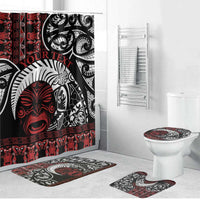 Honour The Treaty New Zealand Personalised Bathroom Set Toitu Te Tiriti Indigenous Maori Face LT9 Bathroom Set (4 pcs) Red - Polynesian Pride