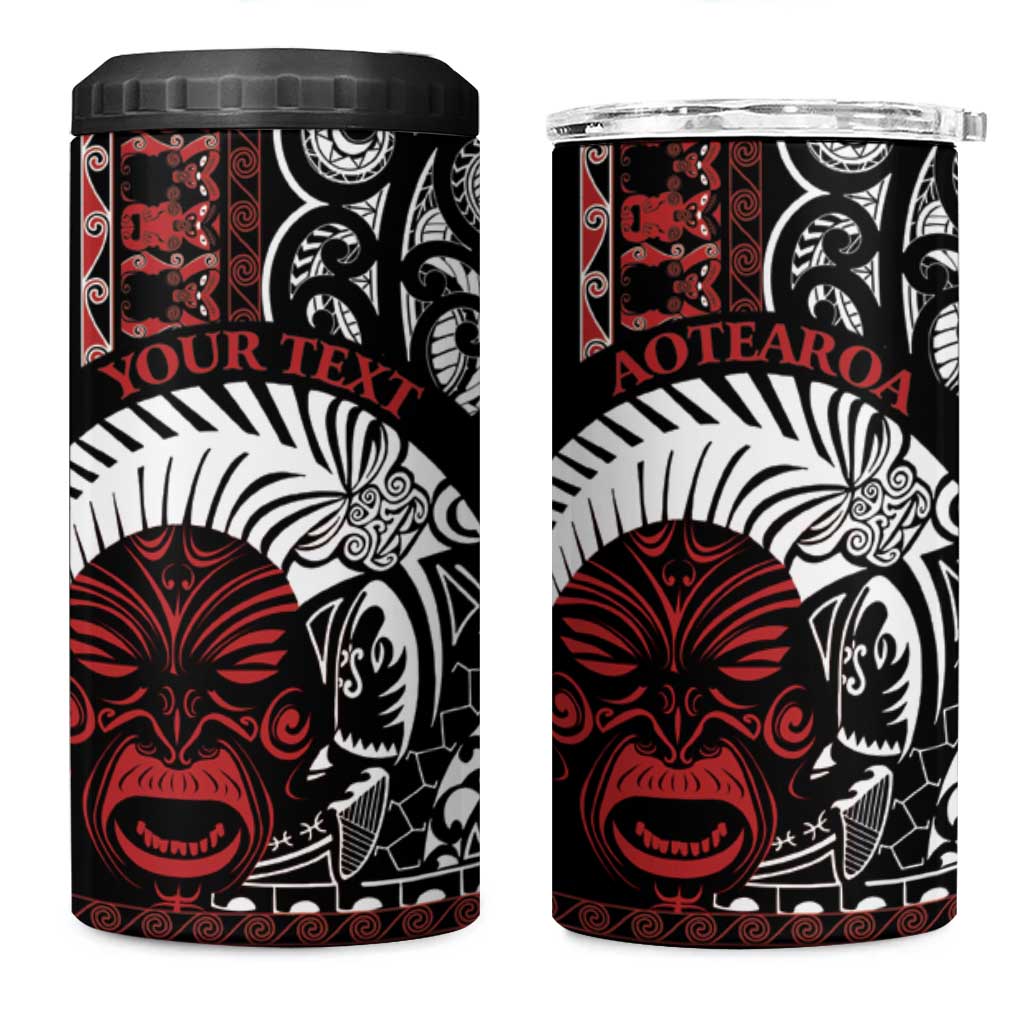 Honour The Treaty New Zealand Personalised 4 in 1 Can Cooler Tumbler Toitu Te Tiriti Indigenous Maori Face LT9 One Size: 16 oz Black - Polynesian Pride