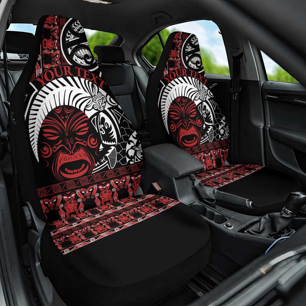 Honour The Treaty New Zealand Personalised Car Seat Cover Toitu Te Tiriti Indigenous Maori Face LT9 One Size Black - Polynesian Pride