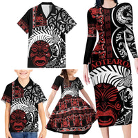 Honour The Treaty New Zealand Personalised Family Matching Long Sleeve Bodycon Dress and Hawaiian Shirt Toitu Te Tiriti Indigenous Maori Face LT9 - Polynesian Pride