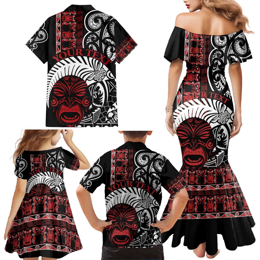 Honour The Treaty New Zealand Personalised Family Matching Mermaid Dress and Hawaiian Shirt Toitu Te Tiriti Indigenous Maori Face LT9 - Polynesian Pride