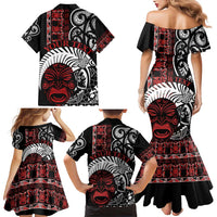 Honour The Treaty New Zealand Personalised Family Matching Mermaid Dress and Hawaiian Shirt Toitu Te Tiriti Indigenous Maori Face LT9 - Polynesian Pride