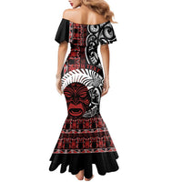 Honour The Treaty New Zealand Personalised Family Matching Mermaid Dress and Hawaiian Shirt Toitu Te Tiriti Indigenous Maori Face LT9 - Polynesian Pride