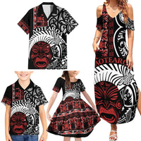 Honour The Treaty New Zealand Personalised Family Matching Summer Maxi Dress and Hawaiian Shirt Toitu Te Tiriti Indigenous Maori Face LT9 - Polynesian Pride