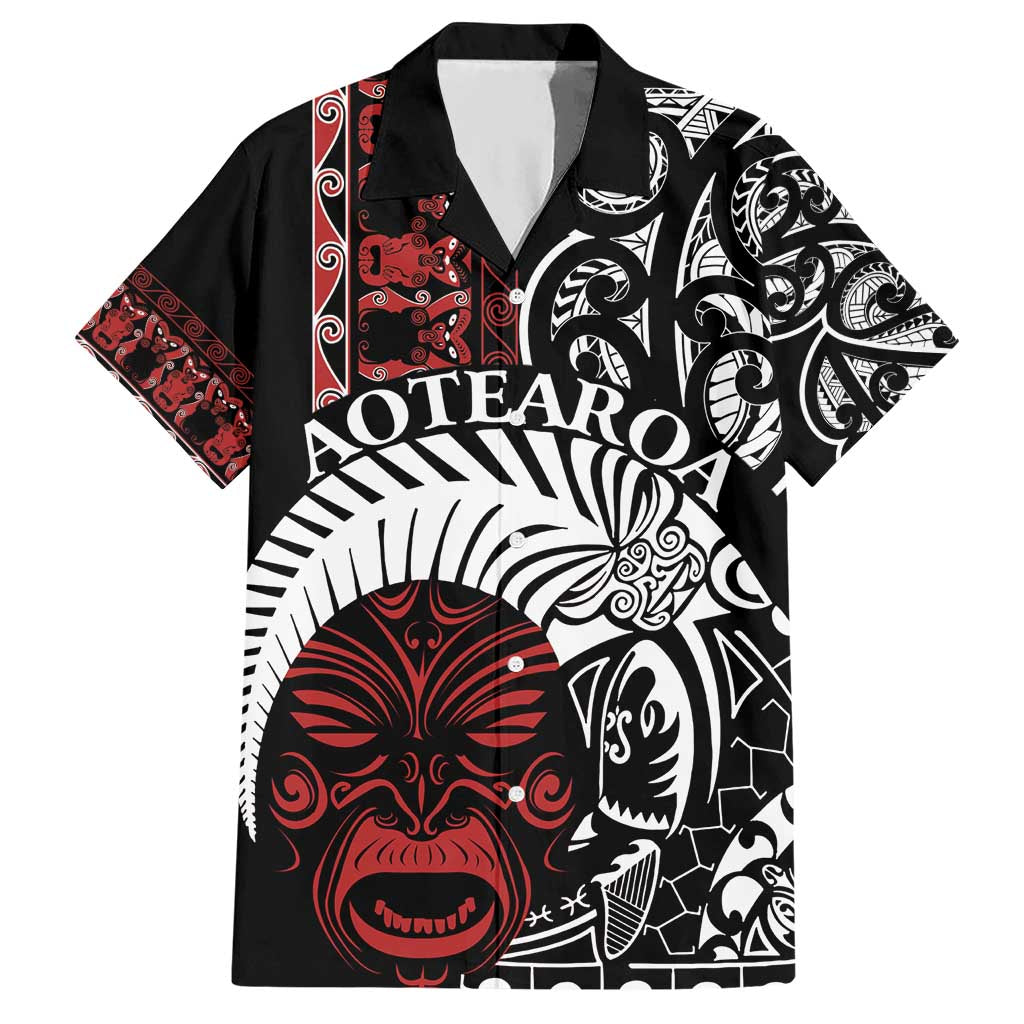 Honour The Treaty New Zealand Personalised Hawaiian Shirt Toitu Te Tiriti Indigenous Maori Face LT9 Black - Polynesian Pride
