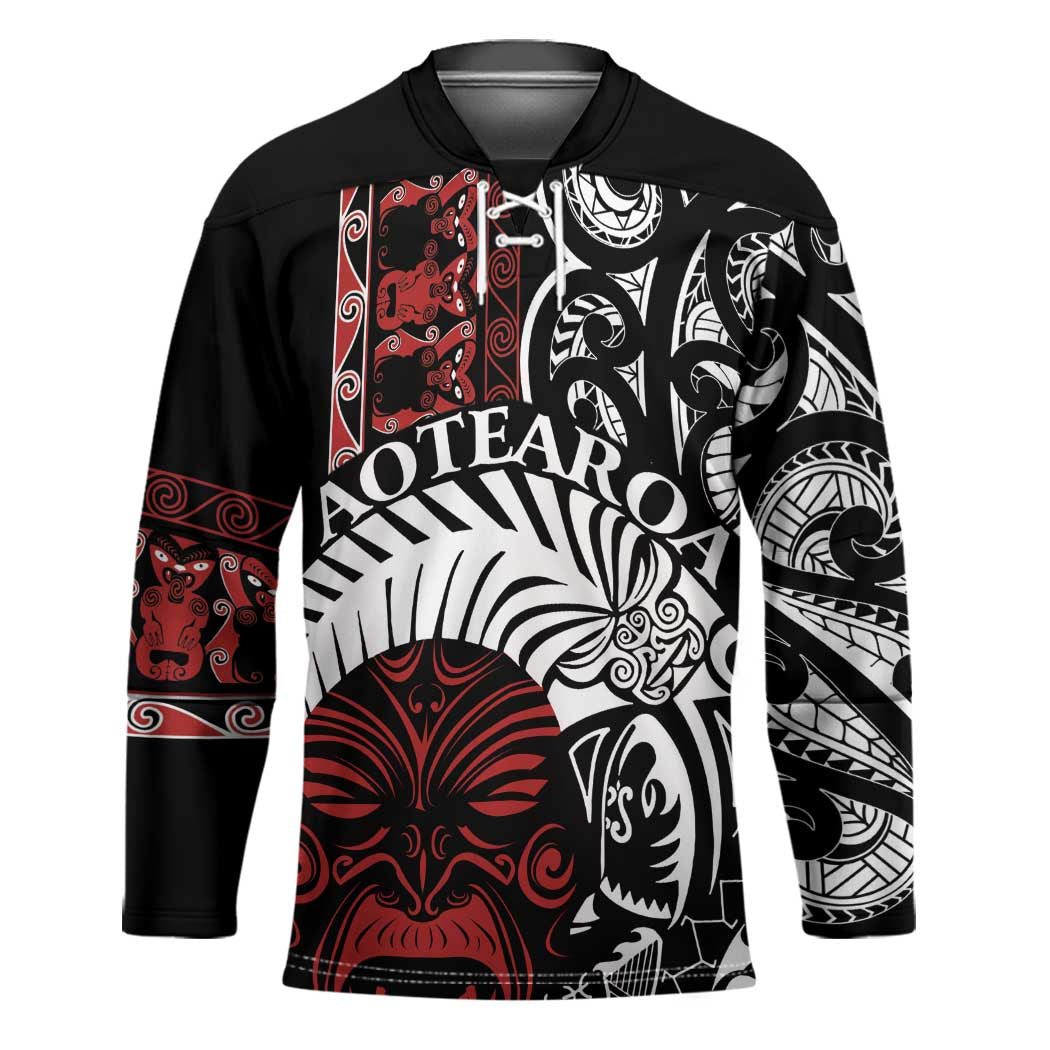 Honour The Treaty New Zealand Personalised Hockey Jersey Toitu Te Tiriti Indigenous Maori Face - Polynesian Pride