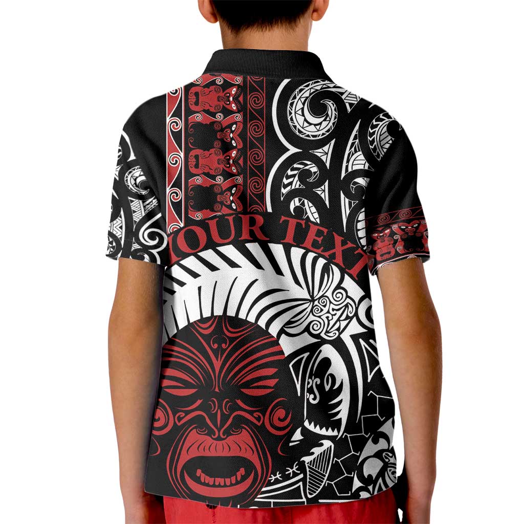Honour The Treaty New Zealand Personalised Kid Polo Shirt Toitu Te Tiriti Indigenous Maori Face LT9 - Polynesian Pride