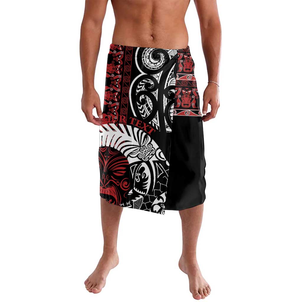Honour The Treaty New Zealand Personalised Lavalava Toitu Te Tiriti Indigenous Maori Face LT9 Black - Polynesian Pride