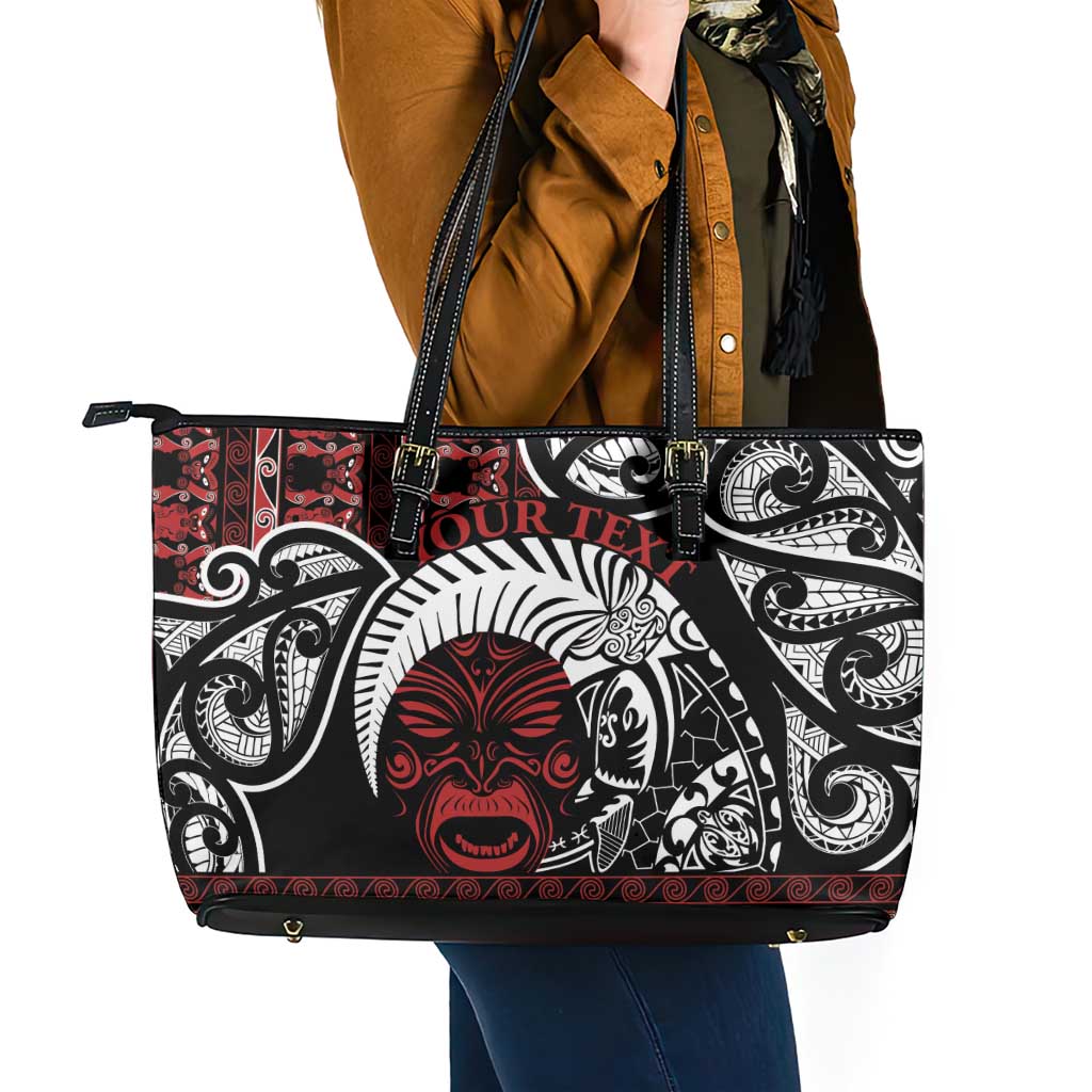 Honour The Treaty New Zealand Personalised Leather Tote Bag Toitu Te Tiriti Indigenous Maori Face LT9 - Polynesian Pride