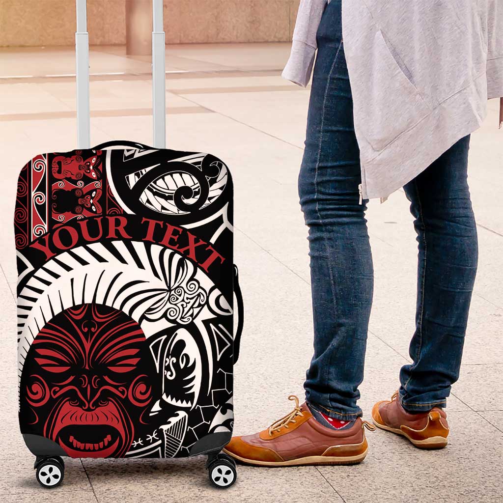 Honour The Treaty New Zealand Personalised Luggage Cover Toitu Te Tiriti Indigenous Maori Face LT9 Black - Polynesian Pride