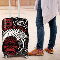 Honour The Treaty New Zealand Personalised Luggage Cover Toitu Te Tiriti Indigenous Maori Face LT9 Black - Polynesian Pride