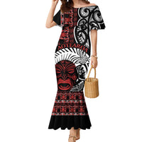 Honour The Treaty New Zealand Personalised Mermaid Dress Toitu Te Tiriti Indigenous Maori Face LT9 Women Black - Polynesian Pride
