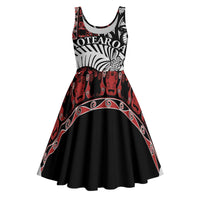 Honour The Treaty New Zealand Personalised Midi Dress Toitu Te Tiriti Indigenous Maori Face LT9 Red - Polynesian Pride