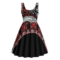 Honour The Treaty New Zealand Personalised Midi Dress Toitu Te Tiriti Indigenous Maori Face LT9 - Polynesian Pride