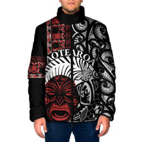 Honour The Treaty New Zealand Personalised Padded Jacket Toitu Te Tiriti Indigenous Maori Face LT9 Men Red - Polynesian Pride