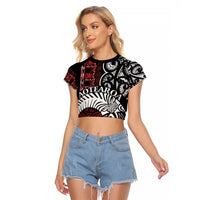 Honour The Treaty New Zealand Personalised Raglan Cropped T Shirt Toitu Te Tiriti Indigenous Maori Face