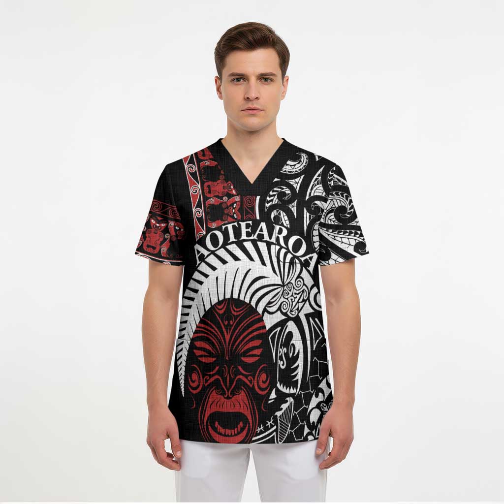 Honour The Treaty New Zealand Personalised Scrub Top Toitu Te Tiriti Indigenous Maori Face - Polynesian Pride
